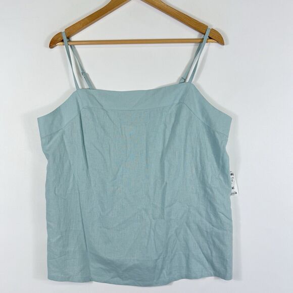 State of Day Intimates Mint Green Linen Blend Tank Shirt Top Women's Large NEW - Picture 1 of 7